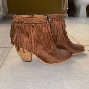 Fringe ankle boots